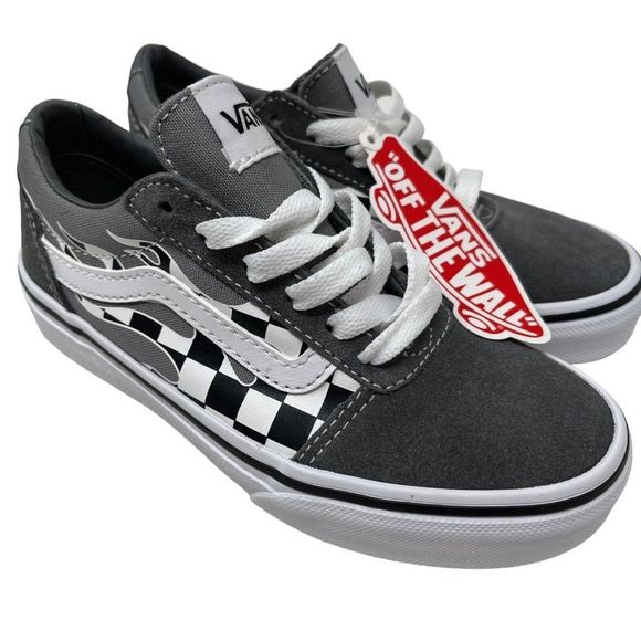 Vans Other - Vans Off The Wall Ward Boys 13.5 Flame Check Pewter Sneakers NEW